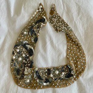 ROARKE crystal and pearl beaded scarf necklace